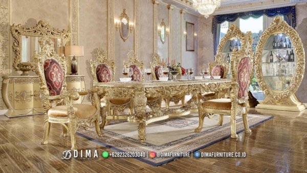 Harga Meja Makan Mewah Modern Ukiran Emas Kota Medan ST-1965