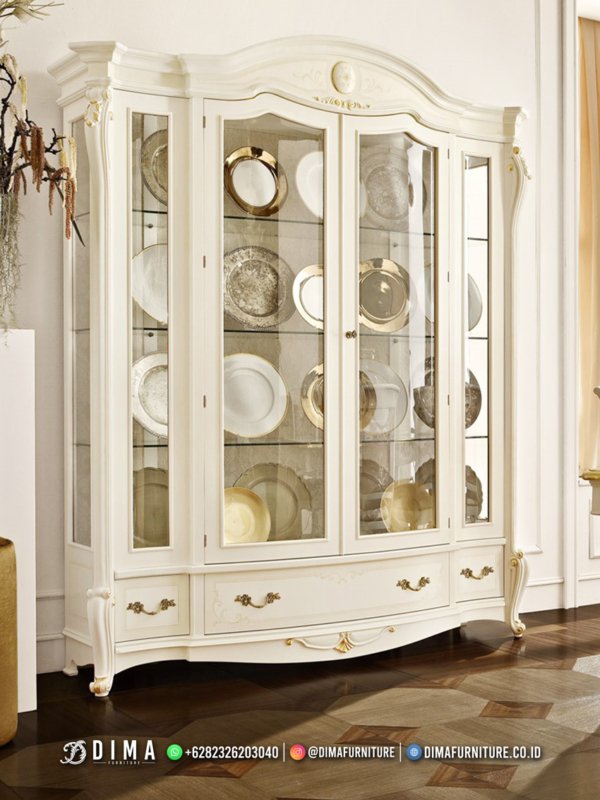 Lemari Hias Mewah Jepara Luxury Shabby White Duco ST-1971