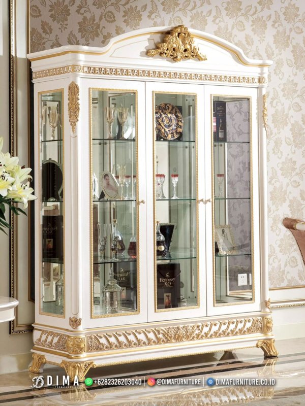 New Model Lemari Hias Mewah Furniture Jepara Carving Luxury Andin ST-1972