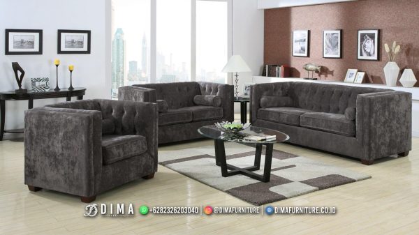 Sofa Tamu Modern Minimalis Antique Grey Beludru ST-2005
