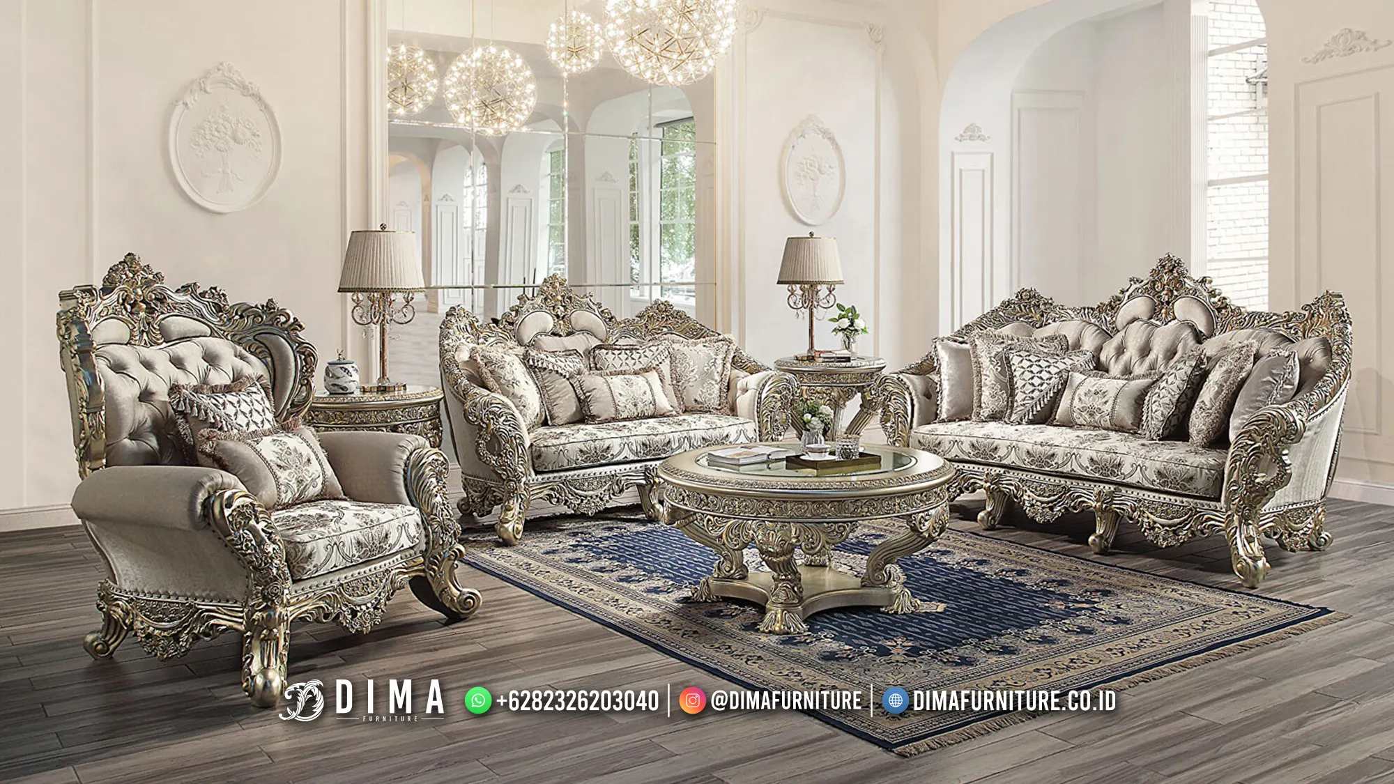 Set Sofa Tamu Jepara Terbaru Mewah Elegant Classic Carving ST2048