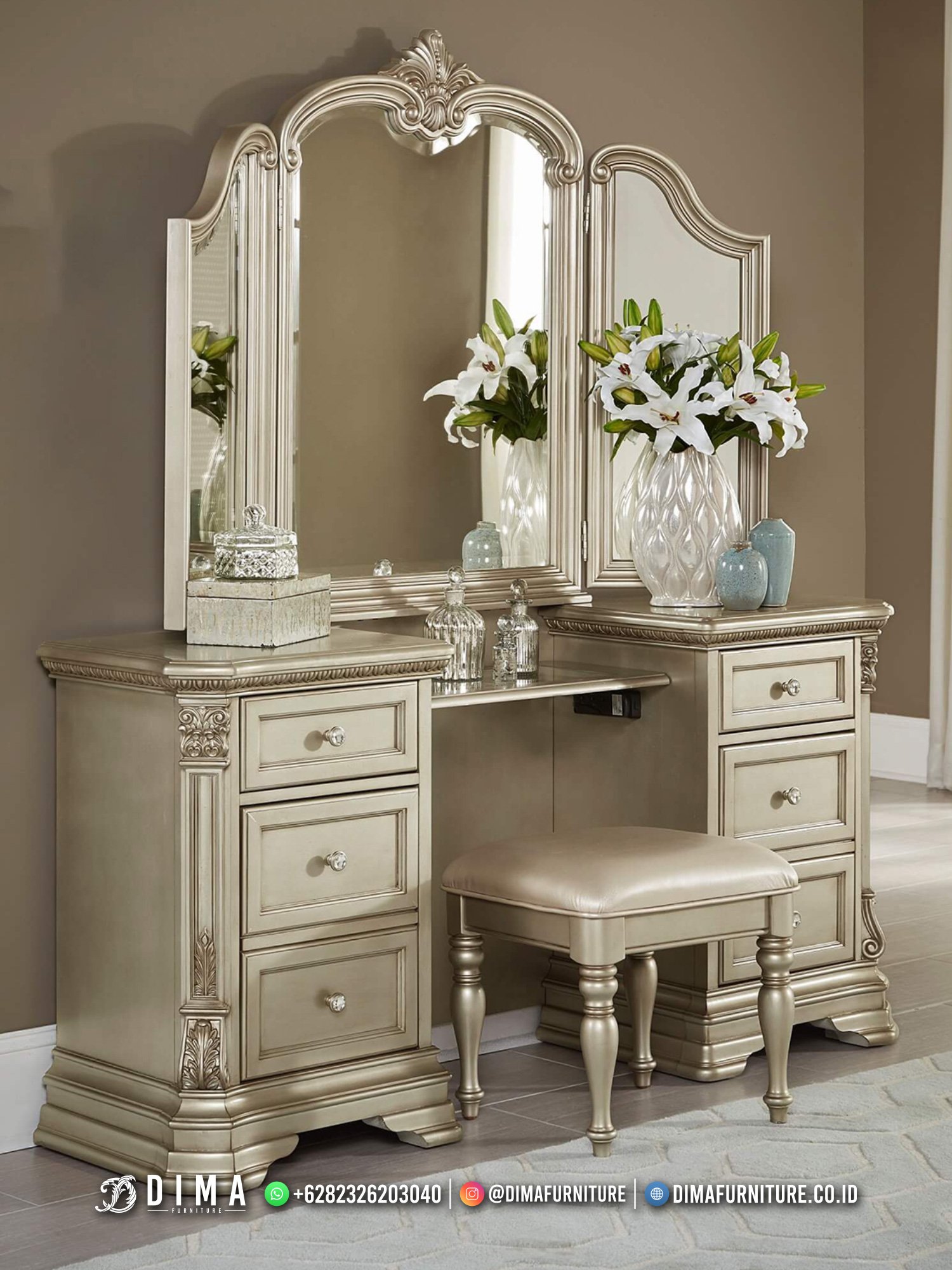 Meja Rias Cantik Elegan Dima Furniture Official ST2146 Meja Rias Cantik Elegan Dima Furniture Official ST2146