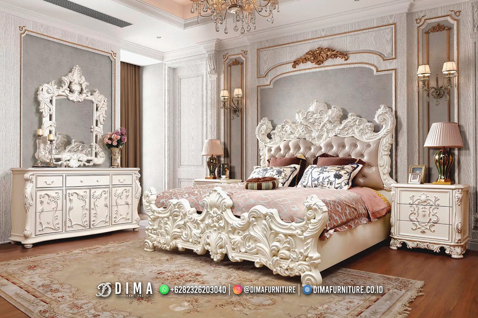 Ready Stock Kamar Set Ukir Mewah Cat Duco Putih ST2154 Ready Stock Kamar Set Ukir Mewah Cat Duco Putih ST2154