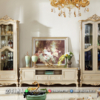 Desain Bufet TV Ukir Mewah Lemari Hias Shabby Ivory ST2225 | Sofa Tamu Jepara - Dima Furniture Desain Bufet TV Ukir Mewah Lemari Hias Shabby Ivory ST2225