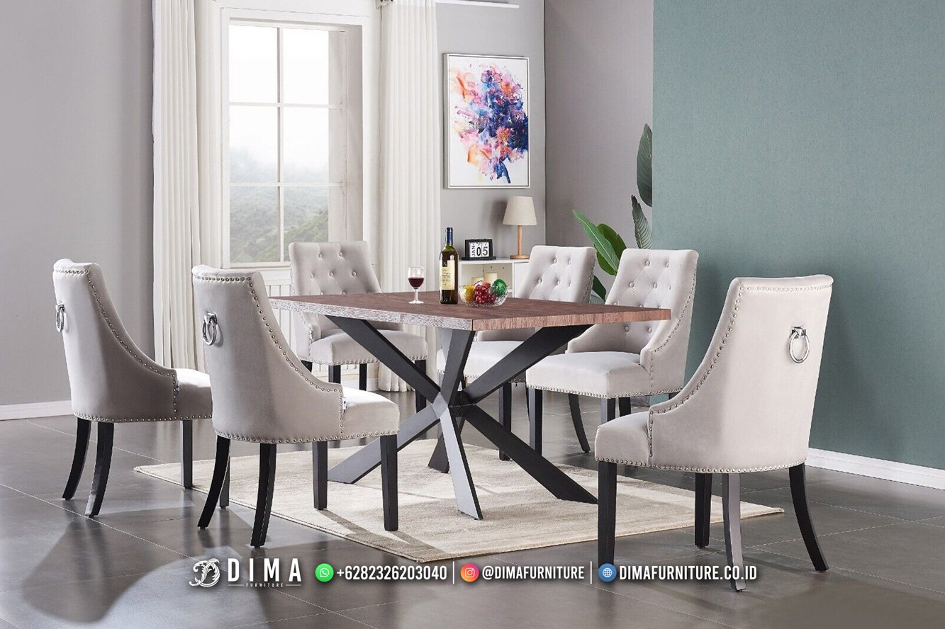 Diskon Meja Makan Minimalis 6 Kursi Retro Putih ST2235 Diskon Meja Makan Minimalis 6 Kursi Retro Putih ST2235