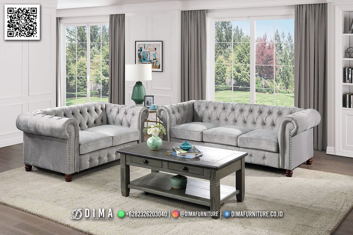 Model Sofa Tamu Minimalis Chesterfield Elegant Grey TTJ2756 Model Sofa Tamu Minimalis Chesterfield Elegant Grey TTJ2756
