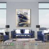 Sofa Ruang Tamu Blue Velvet Gold Premium Stylish 15ST