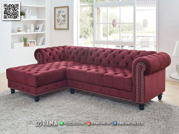 Sofa Sudut Chesterfield Dima Red Premium Stylish