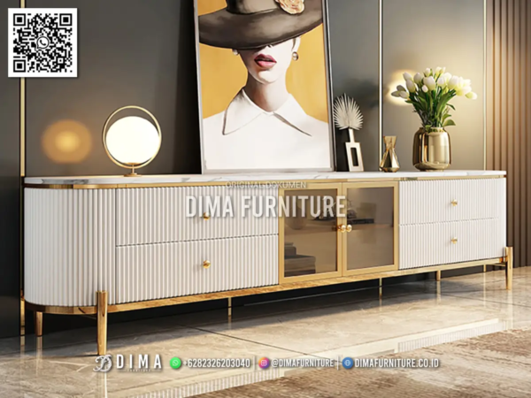 Bufet TV Elegan Putih Emas Dima Classy Look 28ST
