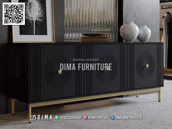 Bufet TV Minimalis Modern Hitam Motif Lingkaran