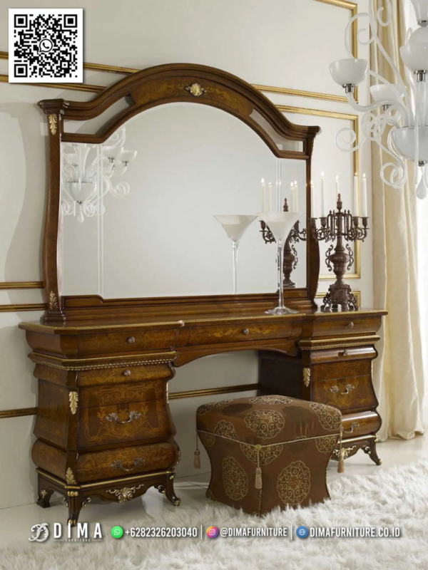 Meja Rias Elegan Klasik Ukir Kayu Jati Luxury Dima 53ST