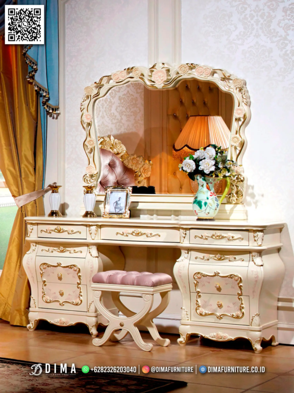 Meja Rias Mewah Ukiran Bunga Dima Furniture Elegan 19ST