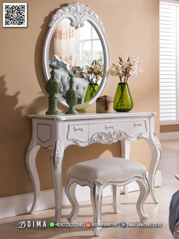 Meja Rias Putih Elegan Ukiran Klasik Dima Furniture 24ST