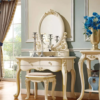 Meja Rias Ukiran Mewah Ivory Gold Elegan untuk Kamar Tidur 25ST | Sofa Tamu Jepara - Dima Furniture Meja Rias Ukiran Mewah Ivory Gold Elegan untuk Kamar Tidur 25ST