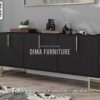 Rak TV Kayu Minimalis Elegan Hitam Kaki Emas 26ST | Sofa Tamu Jepara - Dima Furniture Rak TV Kayu Minimalis Elegan Hitam Kaki Emas 26ST