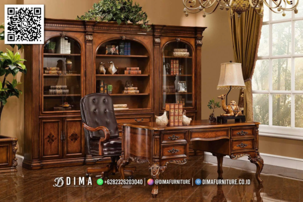 Set Meja Kantor Klasik Mewah Kayu Jati Premium 62ST