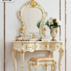 Set Meja Rias Ukir Elegan Putih Gold Luxury Dima 51ST