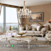 Sofa Ruang Tamu Mewah Klasik Ivory Gold Elegan 45ST
