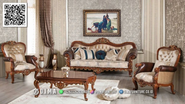 Set Sofa Klasik Premium Valente Walnut Nyaman Mewah 103ST