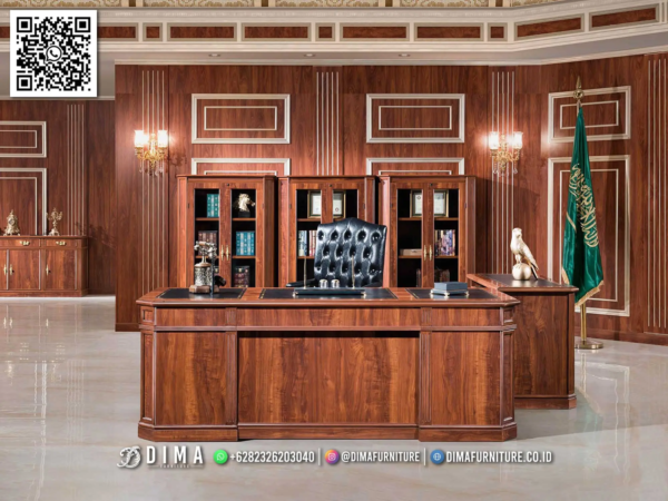 Meja Kantor Mewah Kayu Jati Klasik Seri Sultan Elegan 87ST