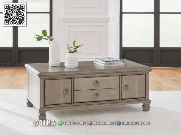 Meja Tamu Klasik Dima Grey Elegan Kayu Solid Jepara 76ST