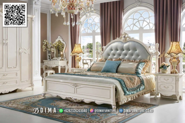 set kamar tidur eksklusif klasik putih bellavione 95st — set kamar tidur