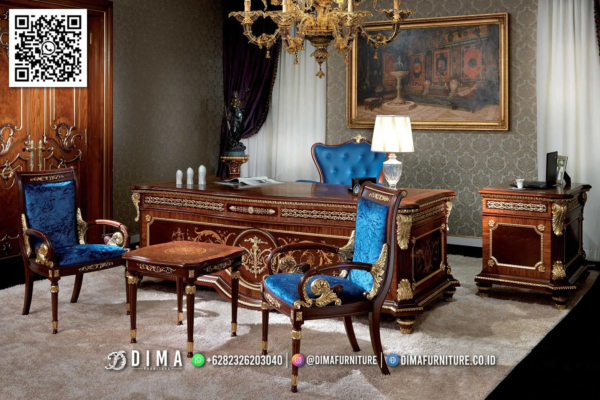 Set Meja Kantor Direktur Delux Jati Ukir Eksklusif 70ST
