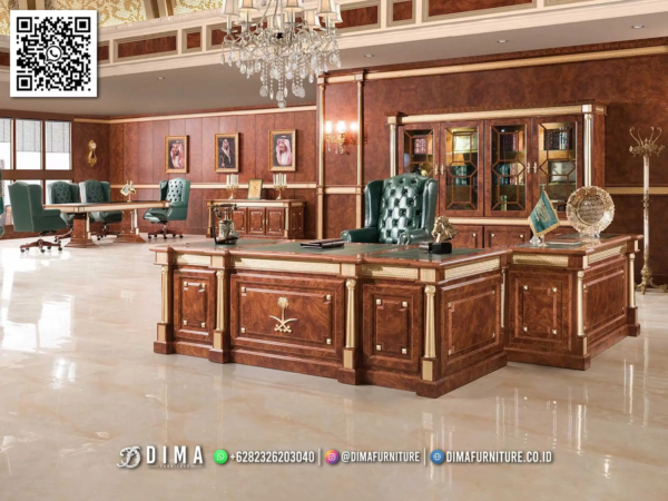 Set Meja Kantor Eksekutif Jati Mewah Seri Royal Luxor 88ST