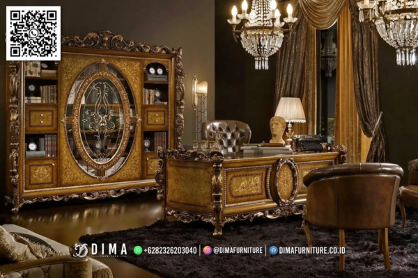 Set Meja Kerja Royal Aristone Kayu Solid Mewah 79ST