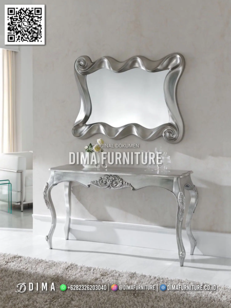 set meja konsol cermin silvia silver luxury look 74st — set meja konsol