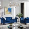 Sofa Claudia Blue Velvet – Tampil Glamour Eksklusif 107ST