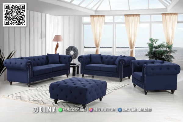 Sofa Chesterfield Navy Classic Lux Furniture Jepara 127ST