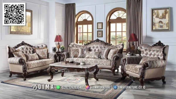 Set Sofa Tamu Klasik Mewah Savannah Brown Carving 134ST