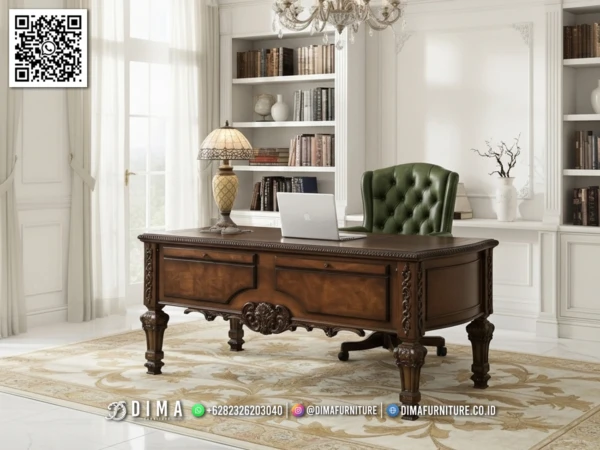Meja Kantor Mewah Kayu Jati Classic Royal Desk 182ST