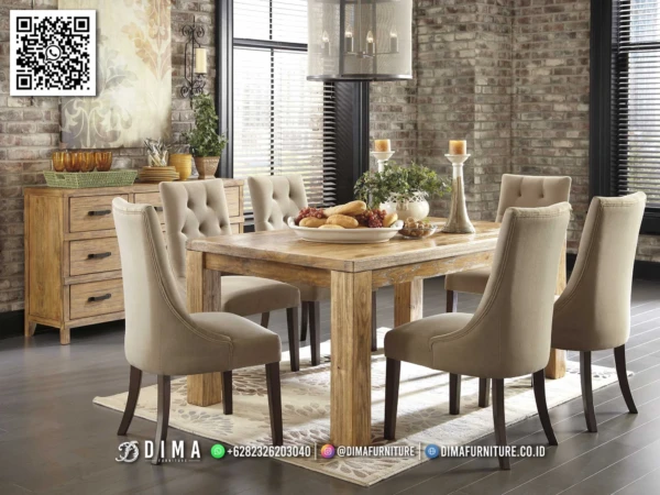 Meja Makan Minimalis Jati Cassian Premium Kayu Solid 205ST